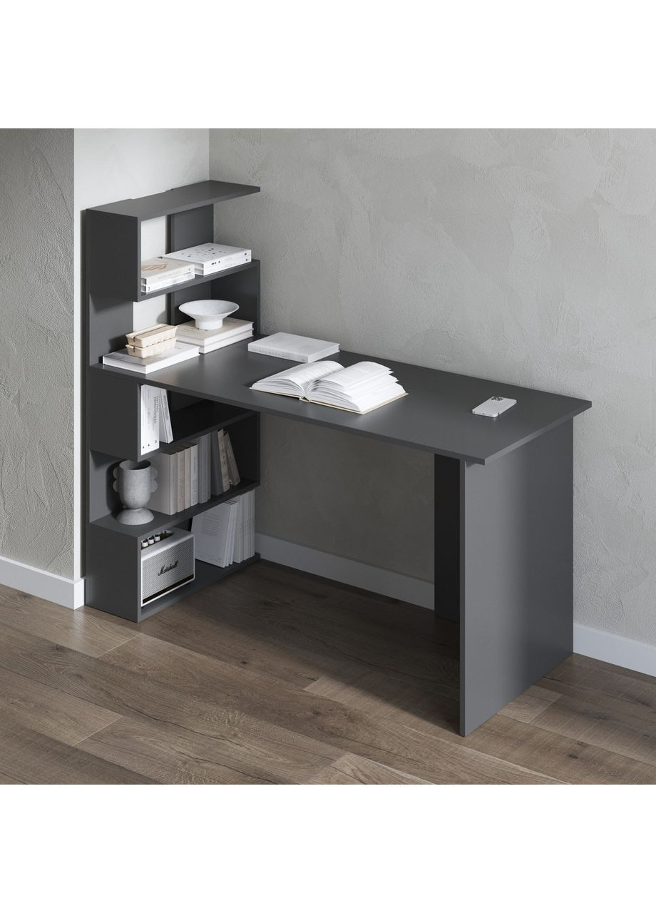 Компьютерный стол, письменный с полками слева, ЛДСП, 142×60×123 см – для дома, учебы, офиса VAYS M-24 (373315118)