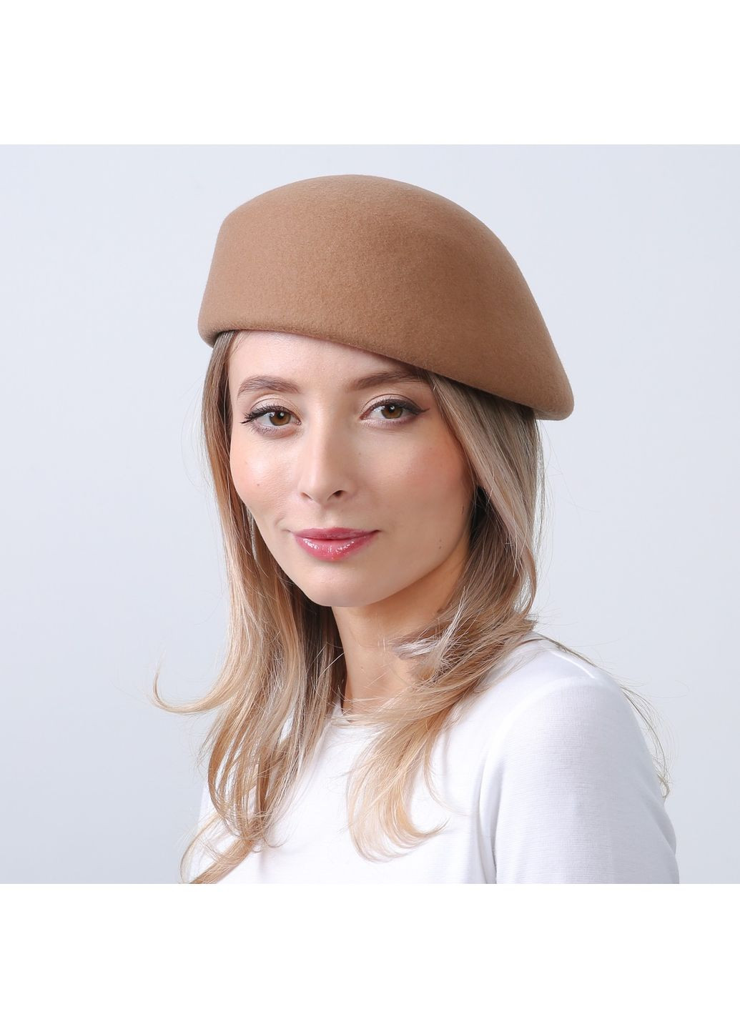 Берет женский шерсть бежевый КОЛИН LuckyLOOK 717-947 (322790168)