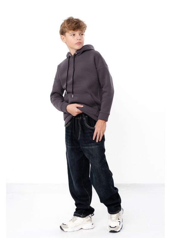 Темно-серые зимние зимние широкие джинсы для мальчика-подростка утепленные флисом (p-18535) Носи своє