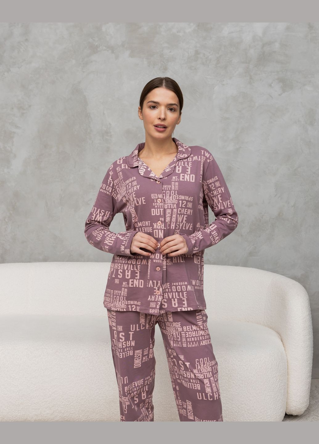 Рожева жіноча піжама на ґудзиках Nicoletta