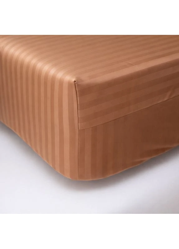 Простирадло на резинці Satin Stripe 200х220х25 см (MS-850004739) Moon&Star Latte Brown (386587599)