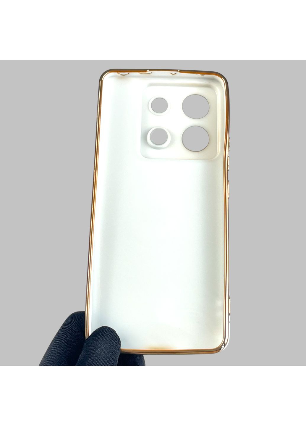 Чохол для Redmi Note 13 Pro 5G глянсовий із золотою окантовкою із захистом камери на сяомі редмі нот 13 про 5г білий Xiaomi (366020427)