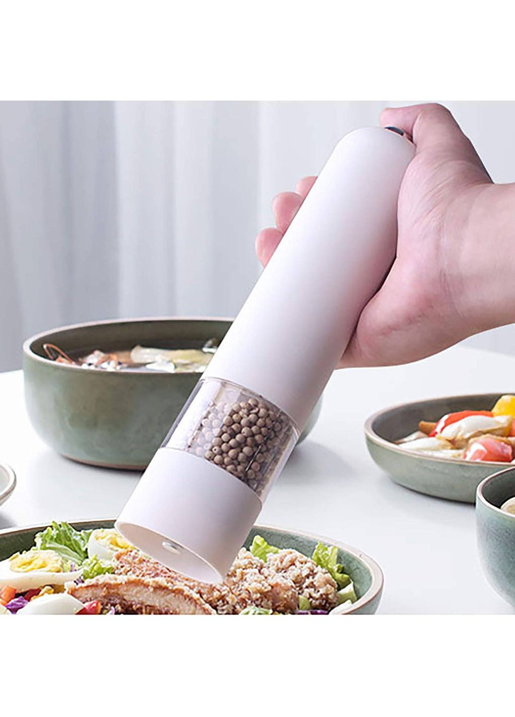 Електричний млин для спецій перцю та солі автоматична перечниця сільничка подрібнювач з підсвічуванням White No Brand (360531923)