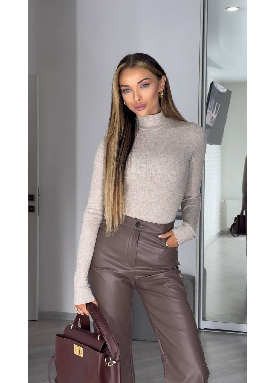 ✨Женские брюки из экокожи на флисе с высокой посадкой (замеры в описании)✨ GD/GL Модний простір (364966013)