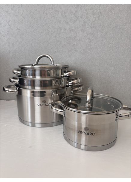 Кастрюля Iconik нержавеющая с крышкой 4.7 л 22 см (7447-VN) арт. 38238 Vinnarc (361852462)