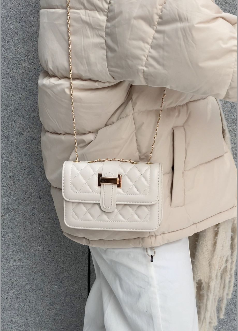 Женская сумка 87107 8400 кросс-боди на цепочке белая молочная No Brand (290704944)