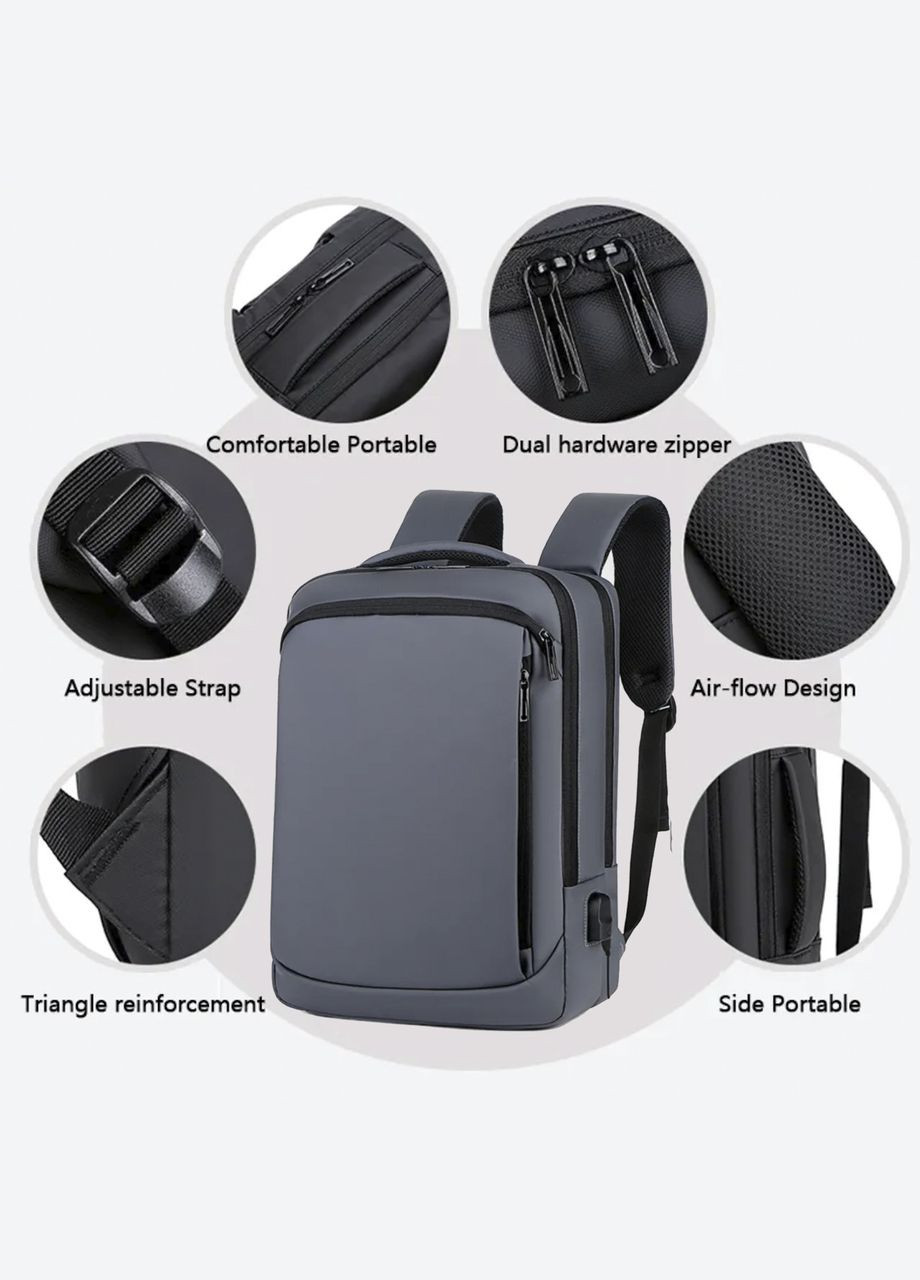 Рюкзак міський для ноутбука 15.6 із USB портом Сірий Monsen (270937320)