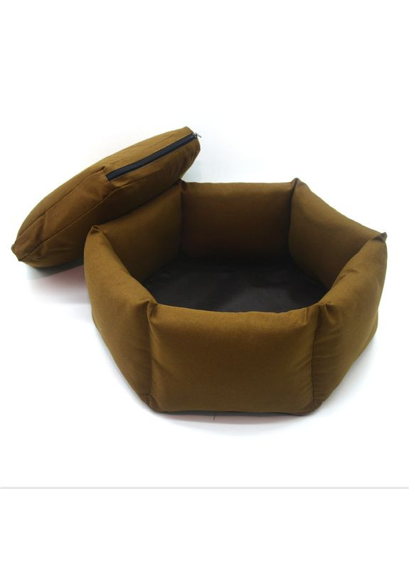 Лежак для малих собак та котів шестикутний Екко коричневий №2 54х16 см Zoo-hunt (293516809)