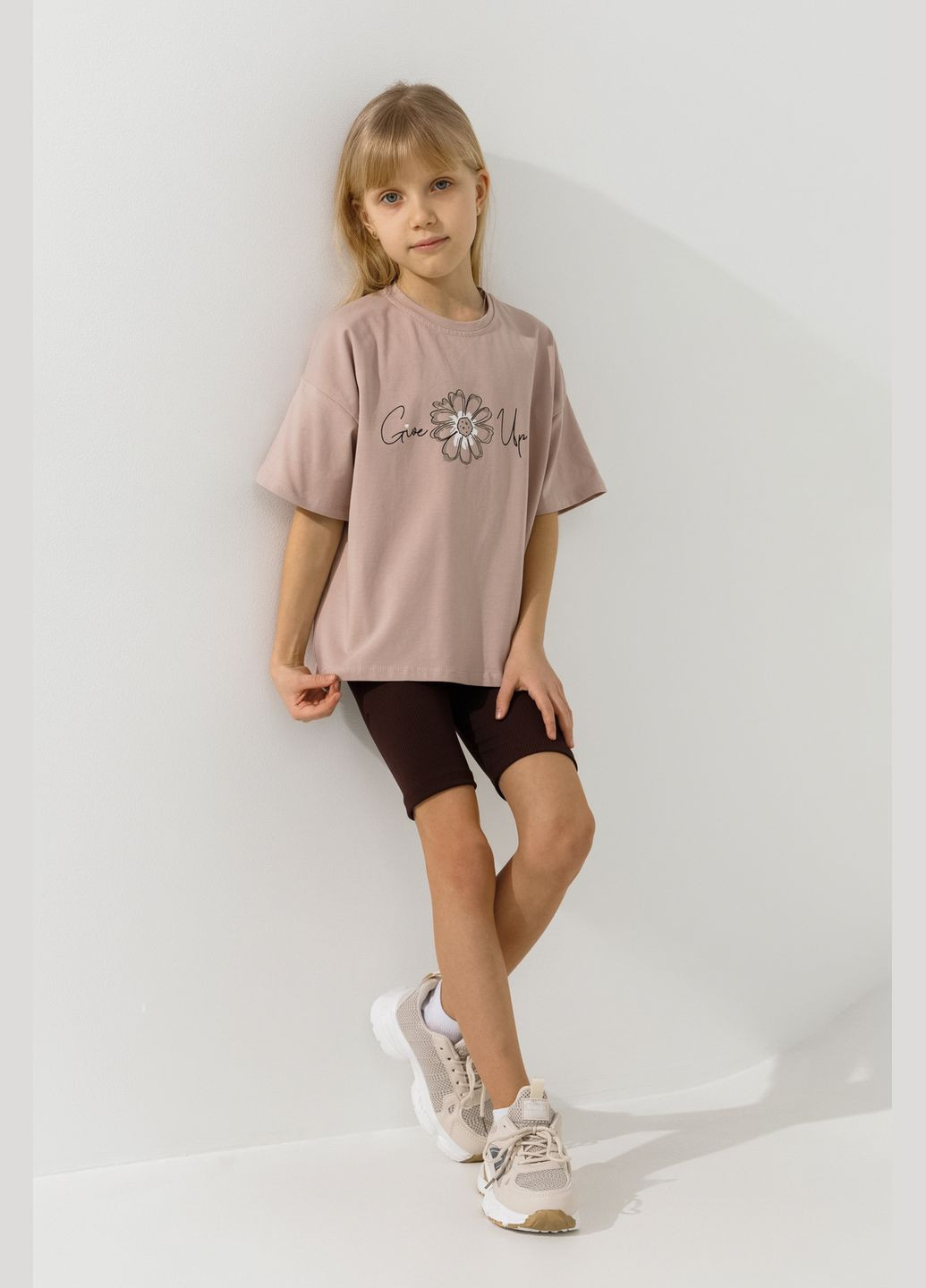 Кофейная летняя футболка с принтом для девочки 16567 116 см кофейный shop (2000990924629) Baby Show