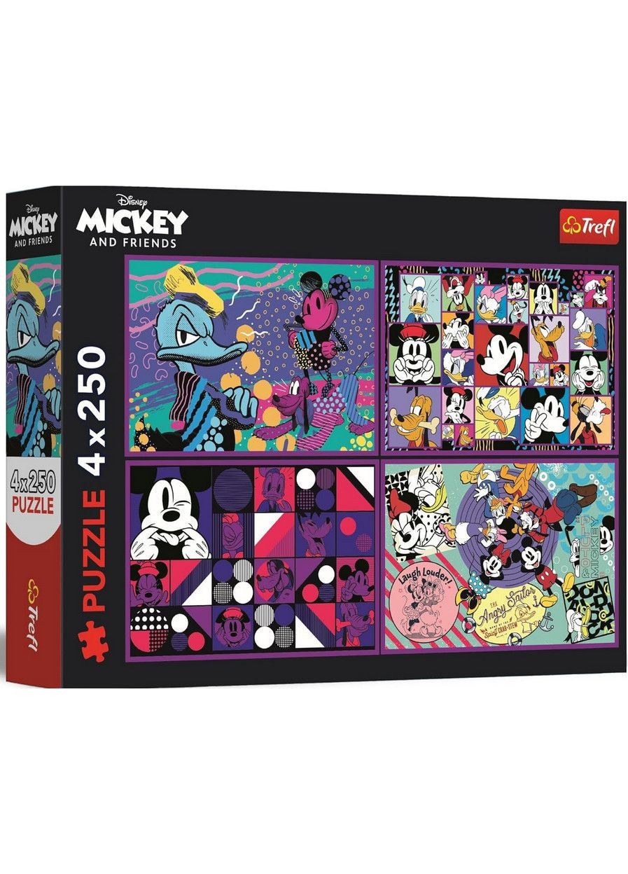 Пазл Серія пригод Міккі 4х250 елементів Trefl (322147939)