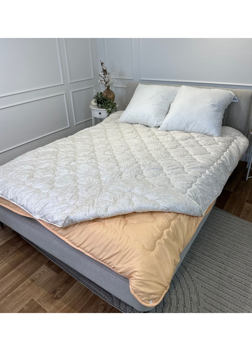 Ковдра полуторна подвійна подвійна 4 сезони з холлофайбера 21552 142х210 см персикова Arda (369014448)