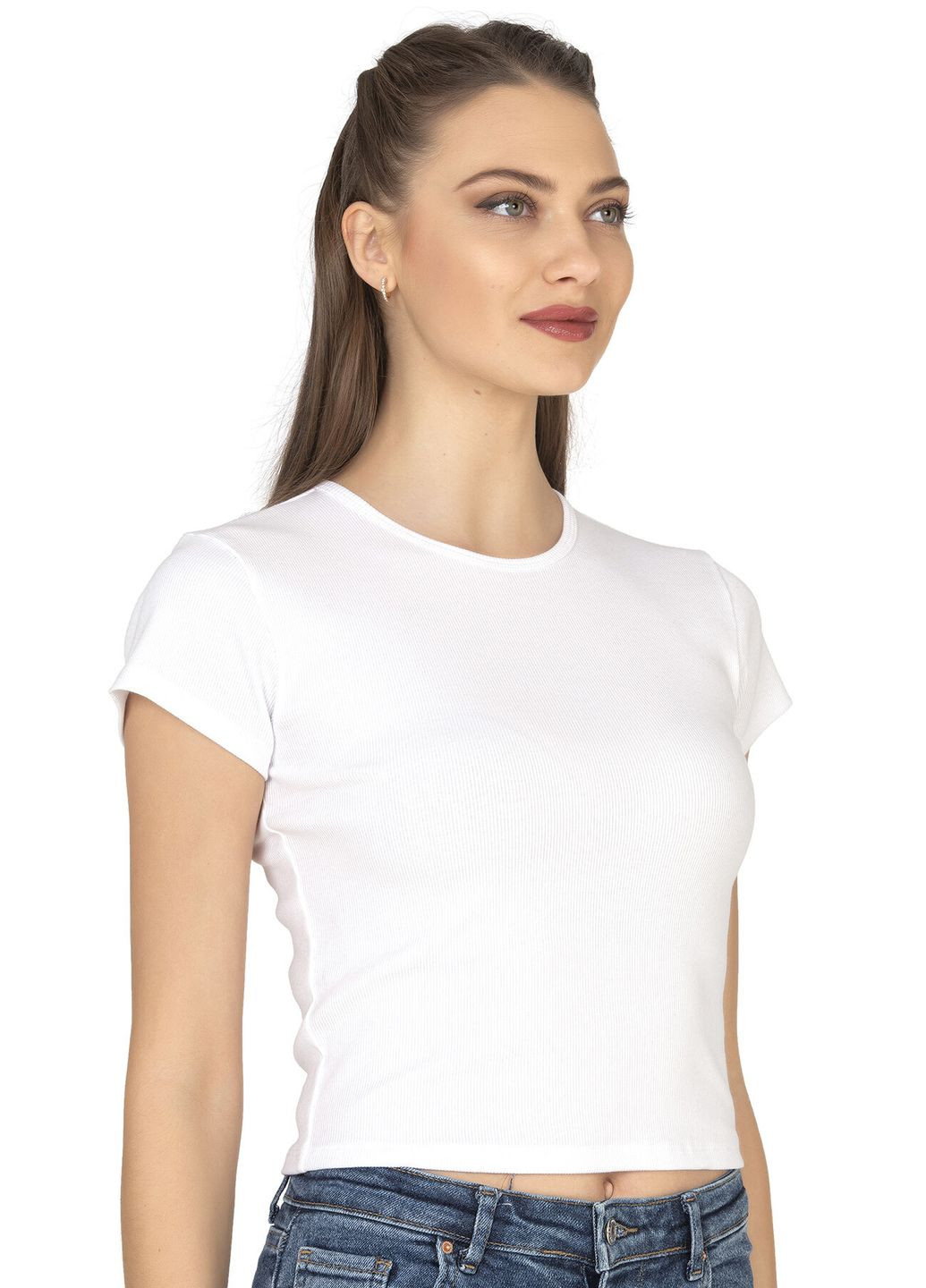 Футболка жіноча вкорочена в рубчик Ozkan - (333829076)