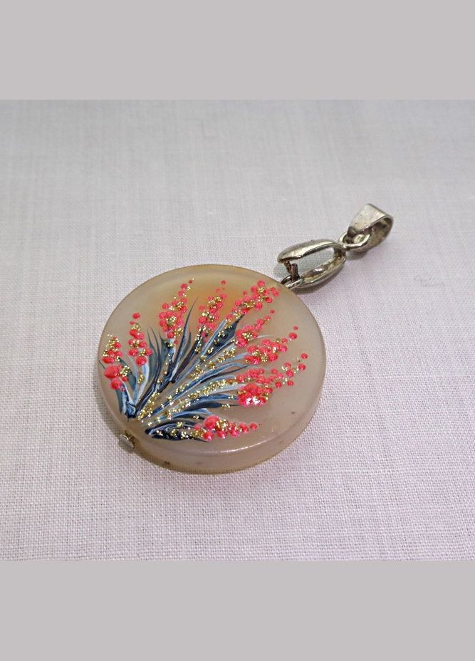 Кулон з сірого агата з ручним розписом "Дерево Життя" No Brand (358224306)