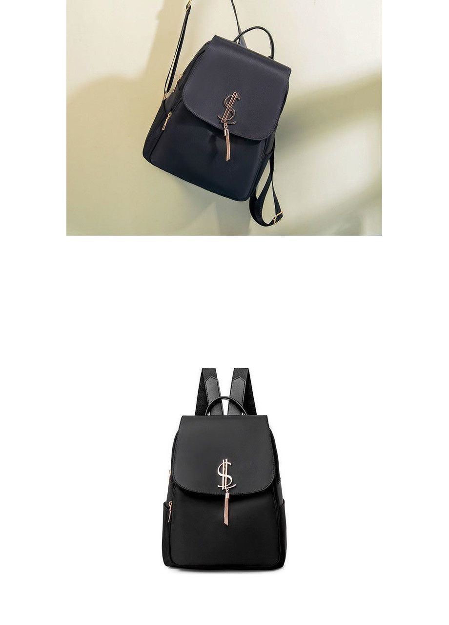 Женский черный рюкзак с декоративной косточкой и знаком. КиП (277698360)