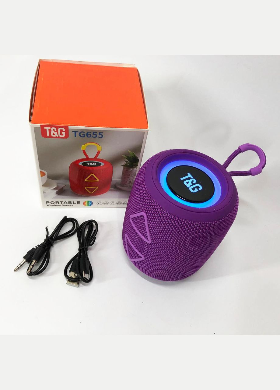 Портативная колонка TG655 5W с RGB подсветкой и ремешком, Аккумуляторная для музыки. Цвет: лиловый No Brand (359475190)