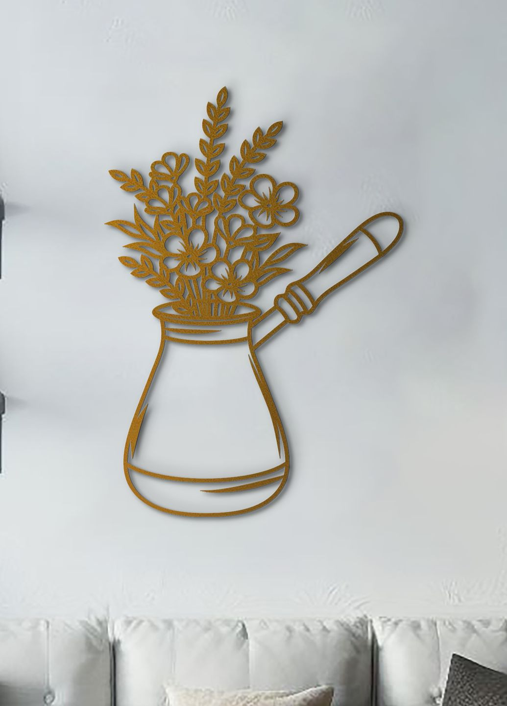 Дерев'яна картина на кухню, декоративне панно з дерева "Кава в турці", мінімалістичний стиль 70х50 см Woodyard (292013720)