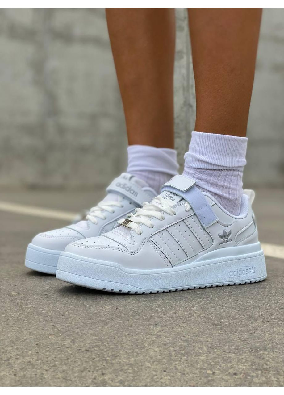 Білі Осінні кросівки чоловічі adidas forum full white v2 адідас форум No Brand