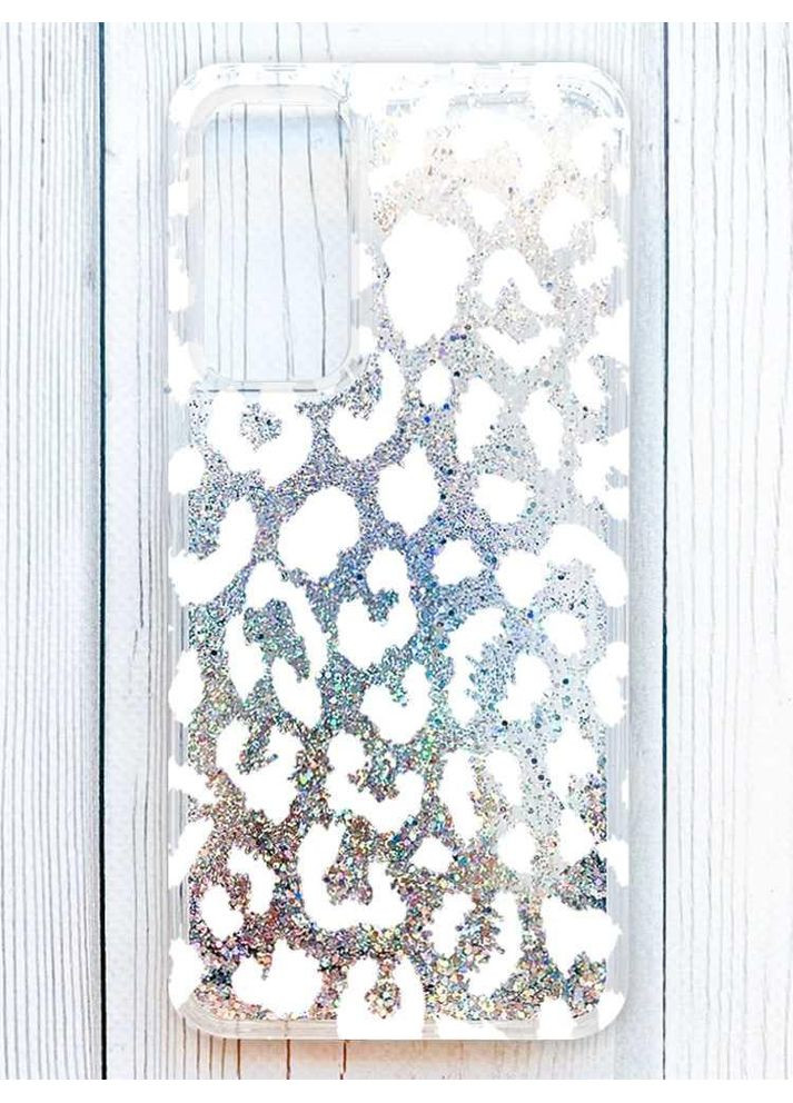 Чехол с плавающими серебряными блестками на Samsung Galaxy S24 FE Леопардовый принт Белый (принт 375) Creative (362969722)