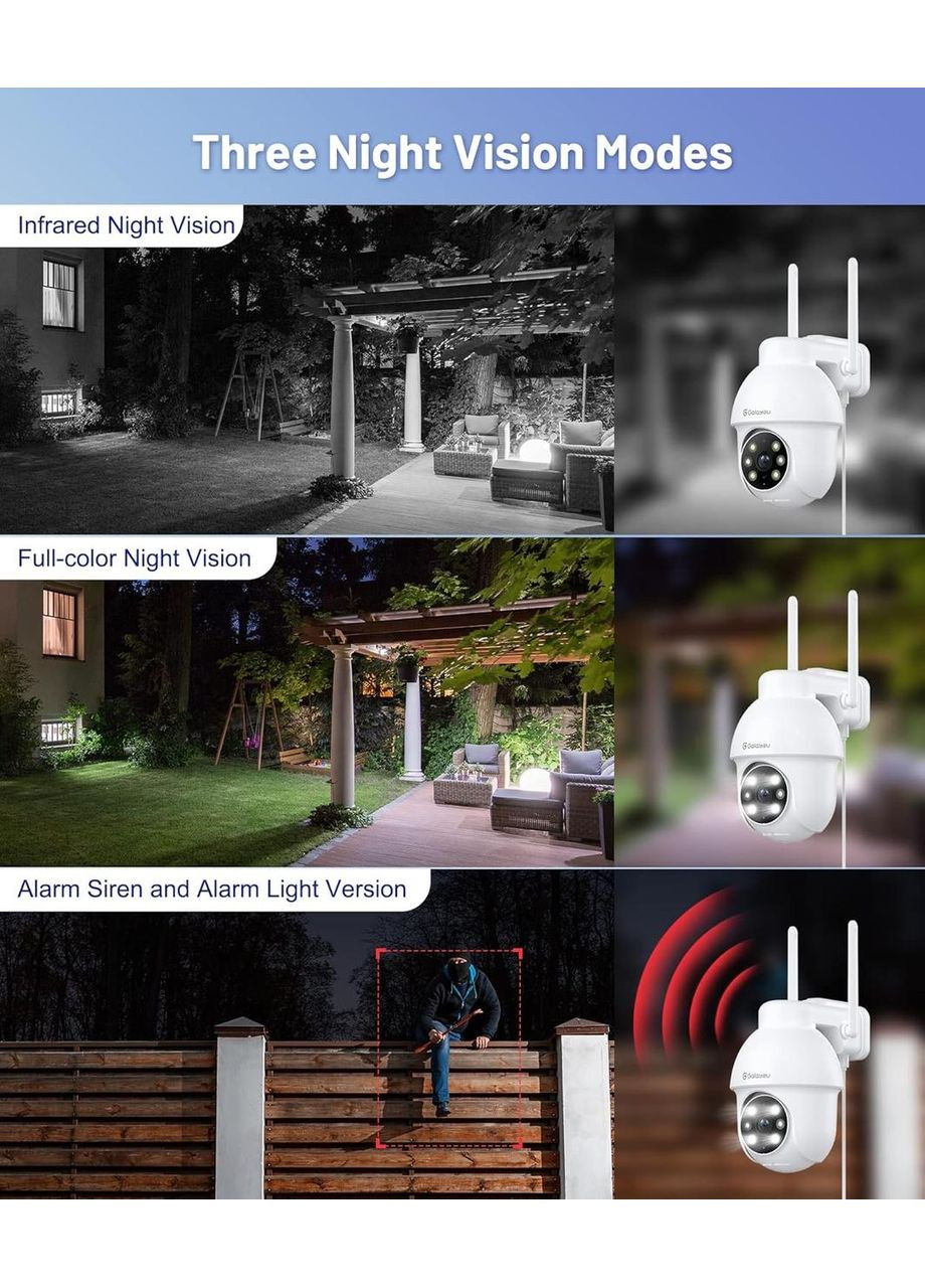 Уличная IP-камера видеонаблюдения комплект 2шт GALAYOU 2K HD WiFi IP цветное ночное видение датчик движения двухстороннее аудио No Brand (353746119)