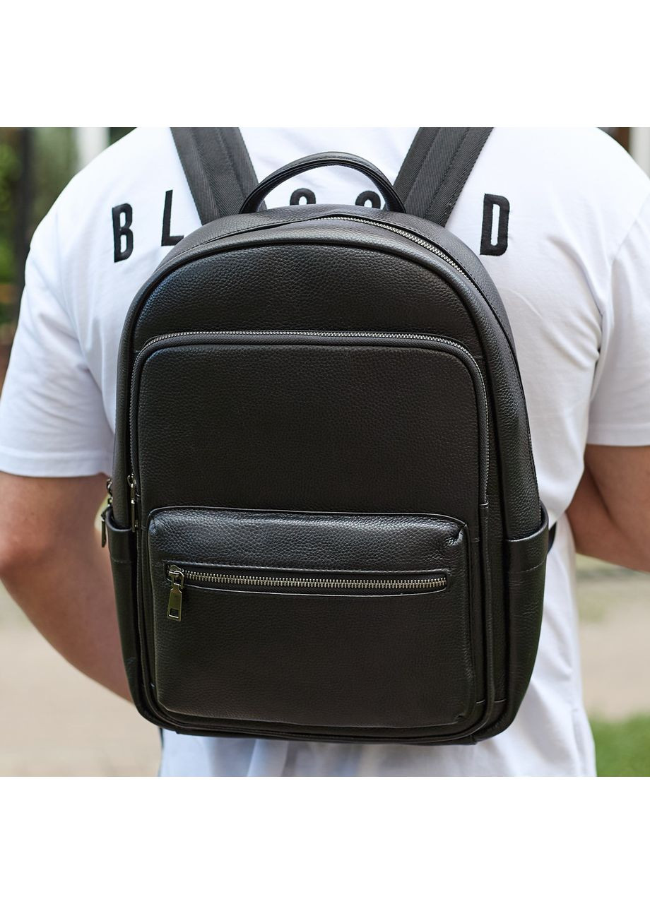 Шкіряний чоловічий рюкзак класичний чорний з натуральної шкіри якісний 68932 Tiding Bag (352308203)