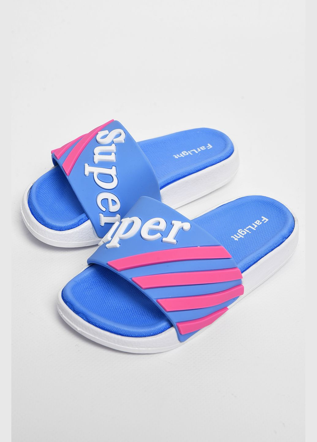 Шльопанці дитячі блакитного кольору з написом Let's Shop (297128352)
