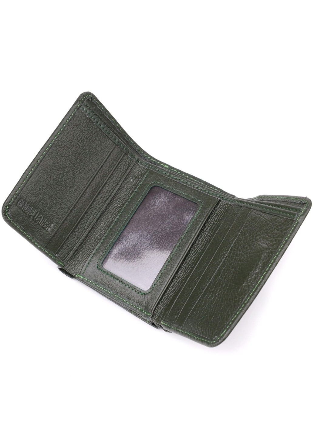 Маленький кошелек удобного формата из натуральной кожи 23076 Зеленый st leather (330642767)