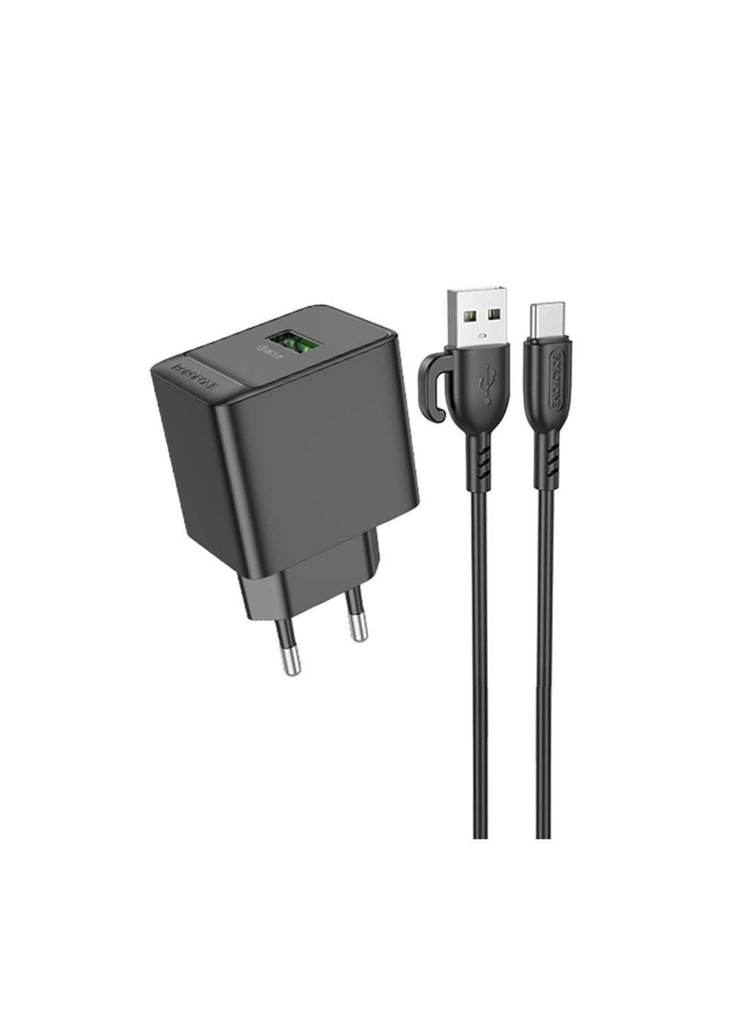 Мережевий Зарядний Пристрій BAS12A 1USB QC3.0 18W+USB to Type-C Borofone (364207904)
