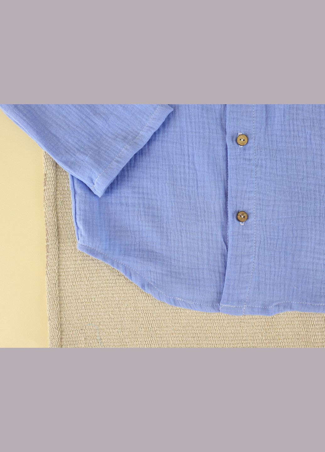 Голубой летний детский муслиновый летний голубой костюм рубашка с капюшоном штаны с рубашкой, брючный No Brand