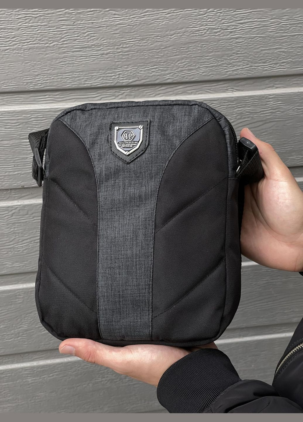 Барсетка темно-сірий меланж із чорним No Brand (330258869)