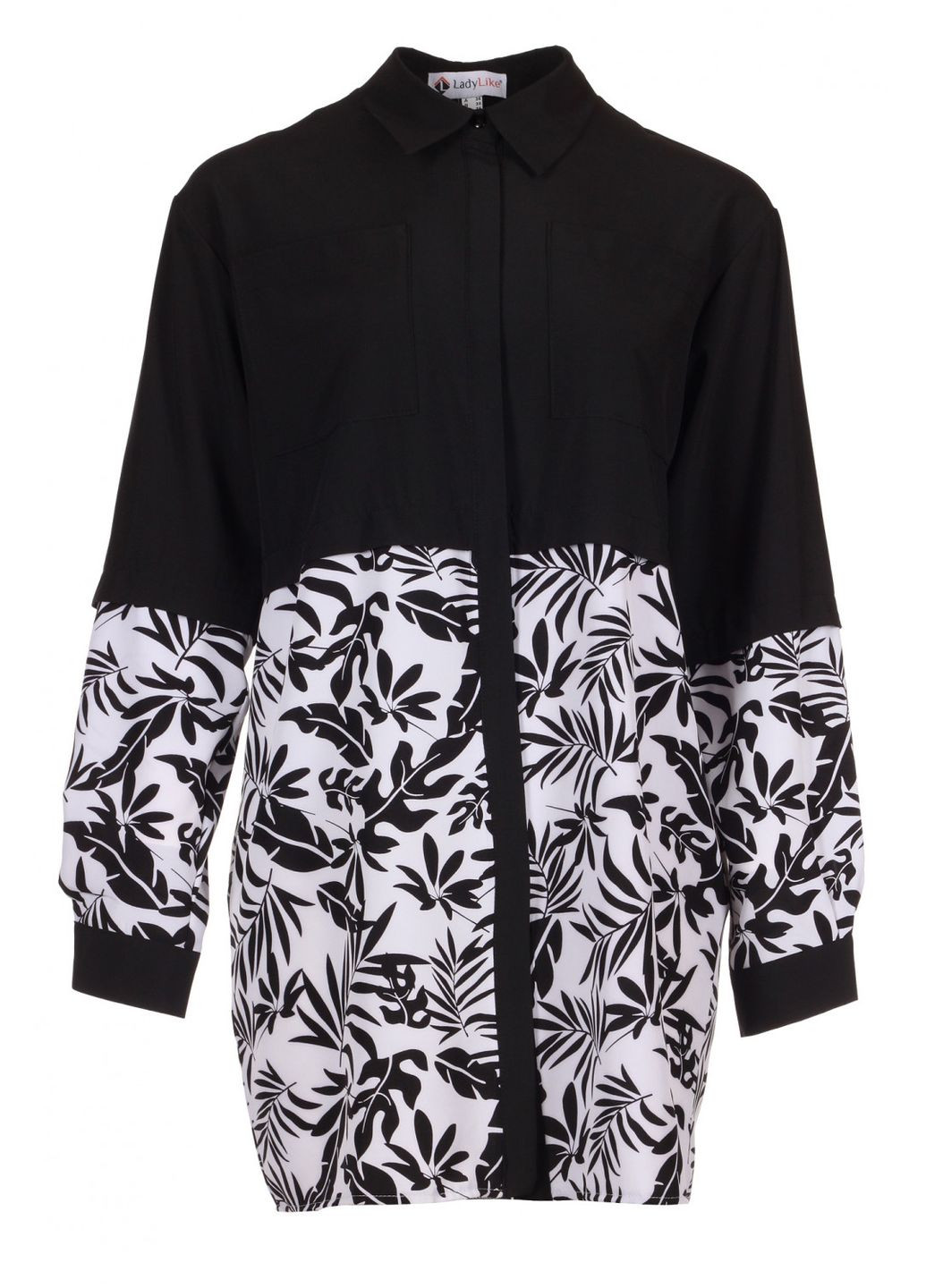 Чорна жіноча подовжена блуза на ґудзиках (ll226310090) LadyLike