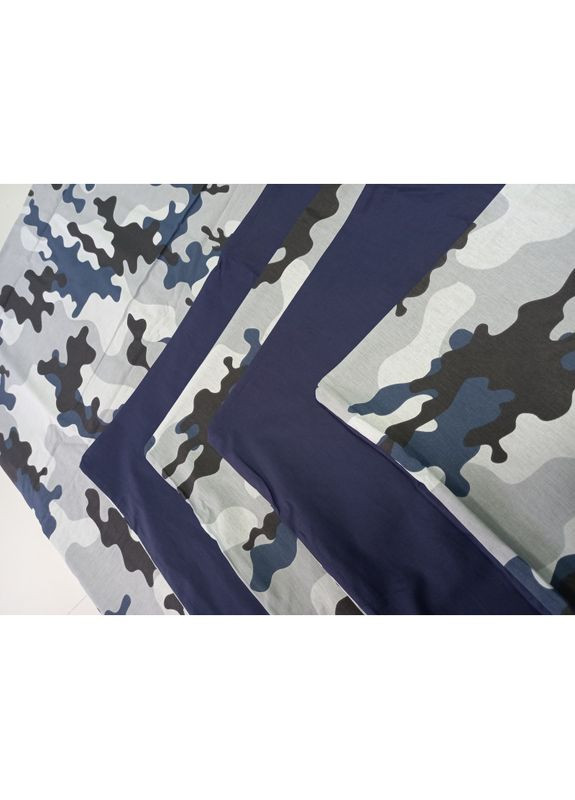 Постельное белье Камуфляж синий Ранфорс Подростковое на резинке MERISET (278254945)