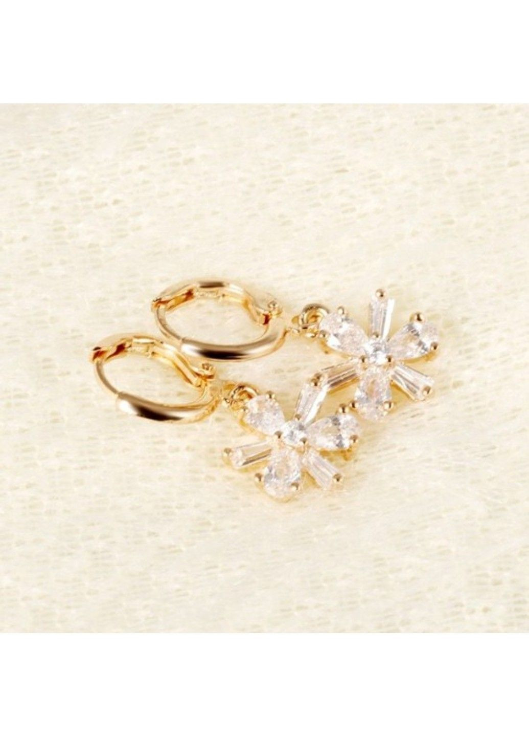 Жіночі сережки з позолотою і камінцями EG-012 No Brand (299330472)