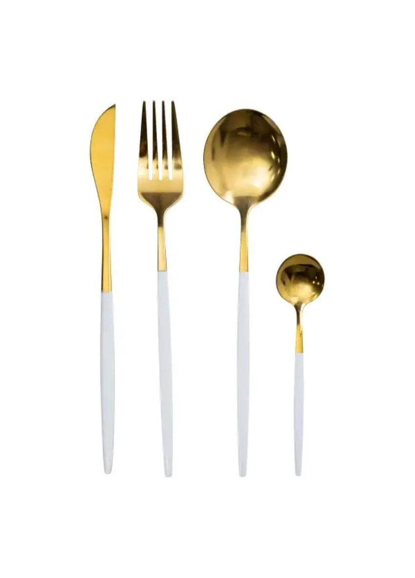 Набор столовых приборов 24 предмета столовый набор на 6 персон Золотистый с белым Jooki (358705888)