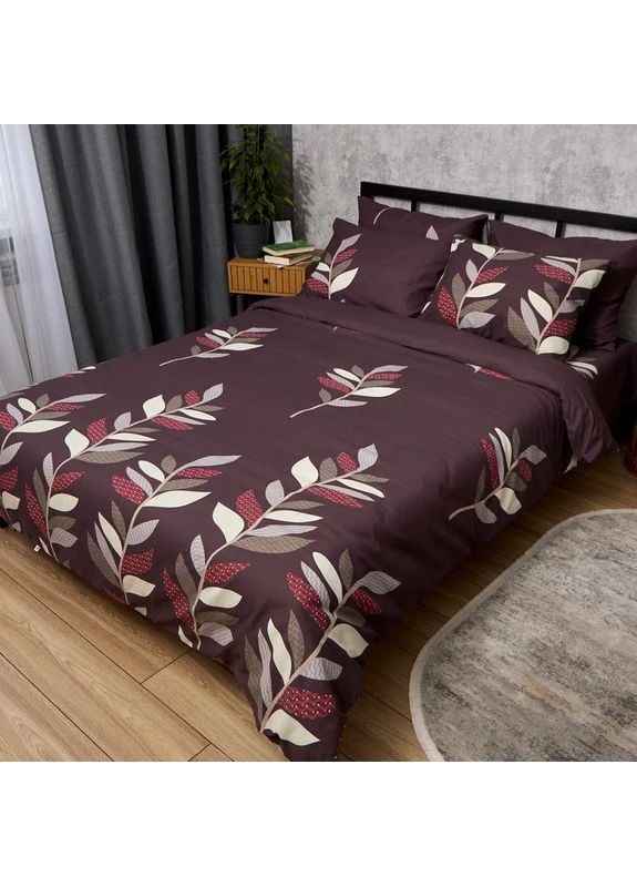 Комплект постельного белья Micro-satin Premium Полуторный Евро 160х220 наволочки 4х70х70 Moon&Star Chocolate Leaves (400231497)