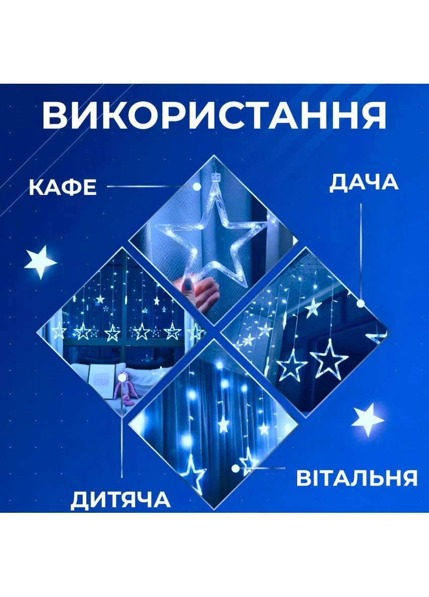 Гирлянда штора светодиодная GarlandoPro звезда и елка 120LED 3х0,9 м 8 режимов 1733069ML Garlando (396559415)