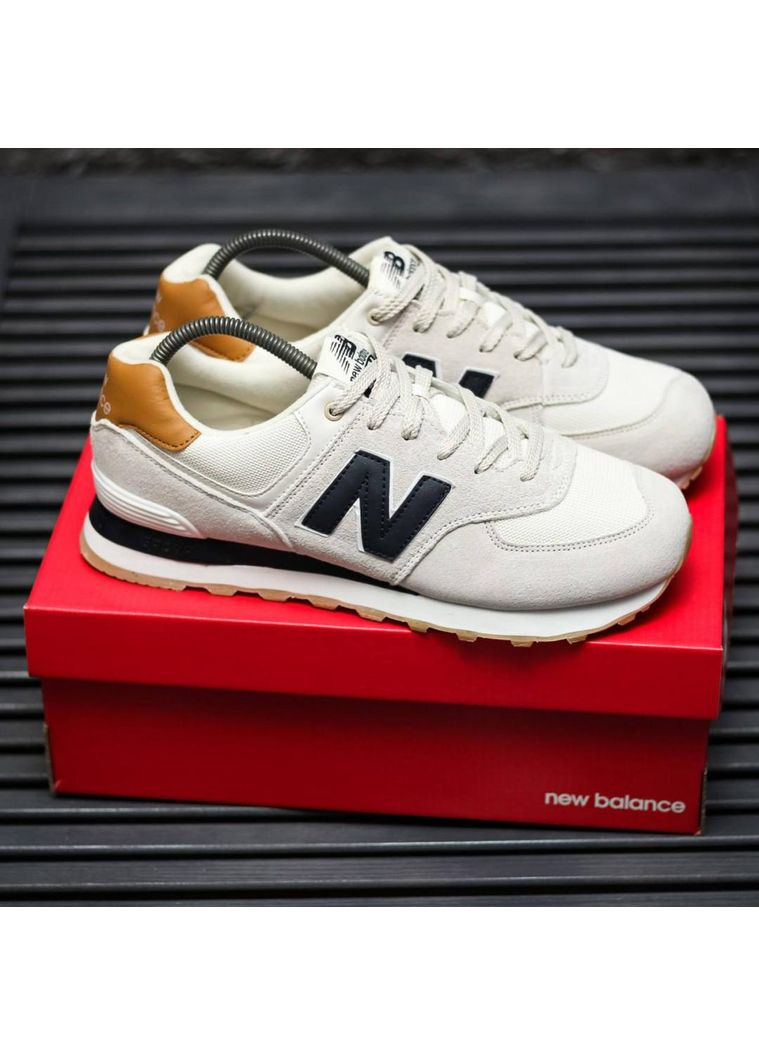 КРОССОВКИ ЖЕНСКИЕ NEW BALANCE 574 BEIGE BLACK 2.0 НЬЮ БЕЛАНС 574 No Brand чёрные демисезоны (367176918)