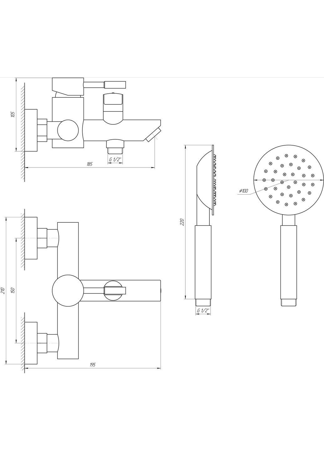 Змішувач для ванни ALPEN SBT1-102NE-BB Globus Lux (335040613)