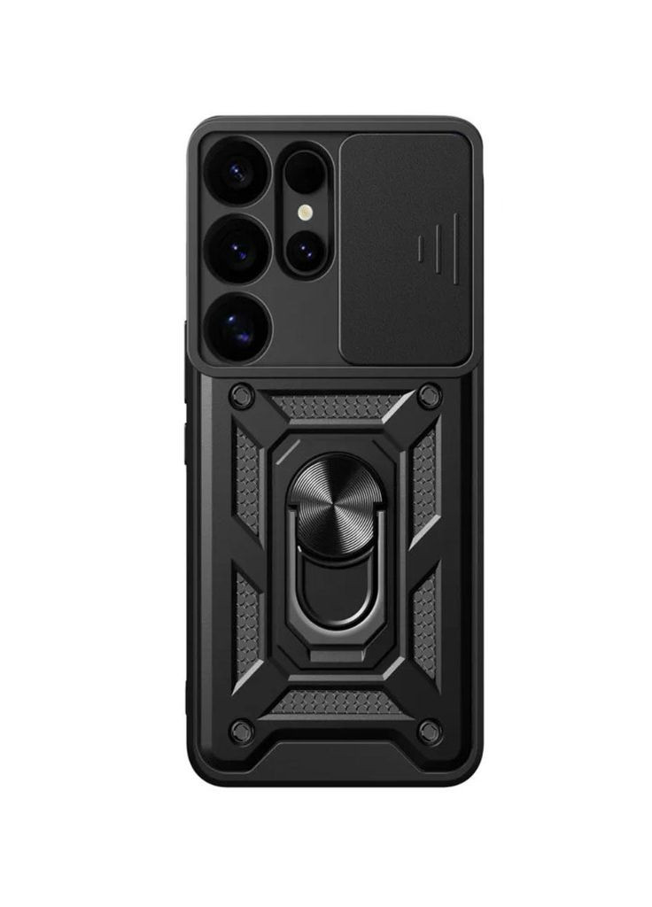 Чехол Shockproof для Samsung Galaxy S24 Ultra (SM-S928) - противоударный, с подставкой и шторкой для камеры - Black Primo (369608619)