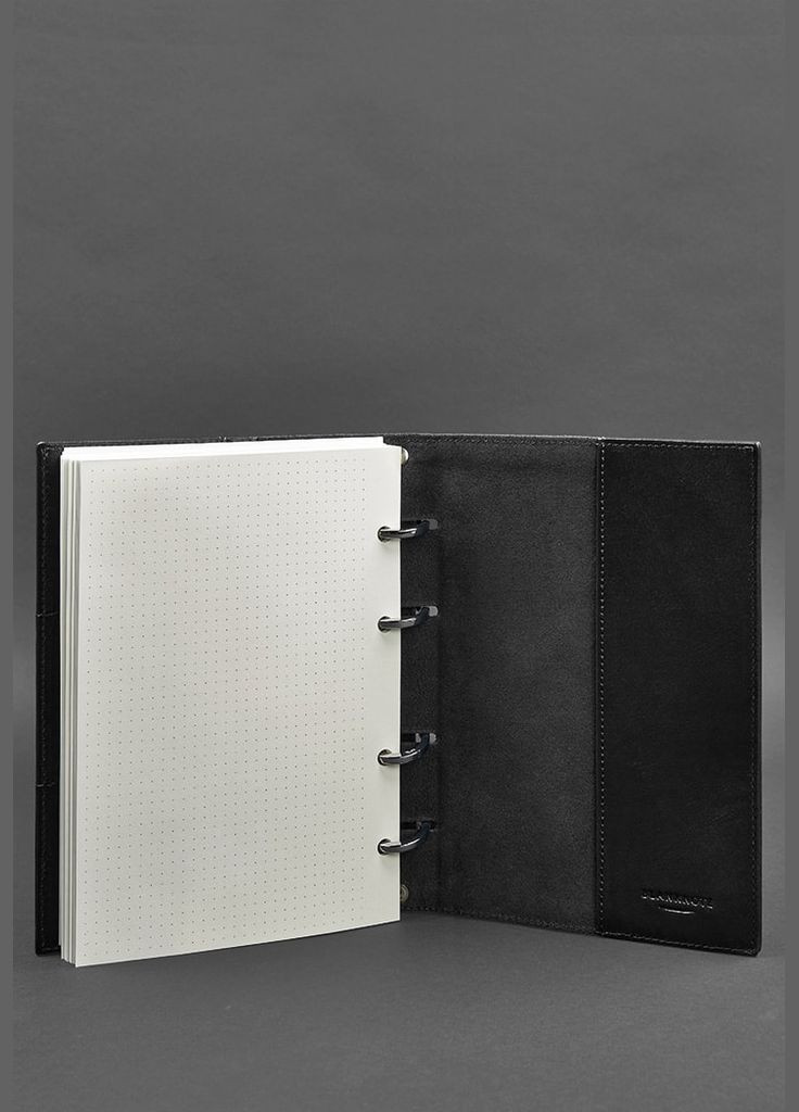 Кожаный блокнот на кольцах (софт-бук) 9.0 с твёрдой угольно-чёрной обложкой (A-026826) BlankNote (328961634)