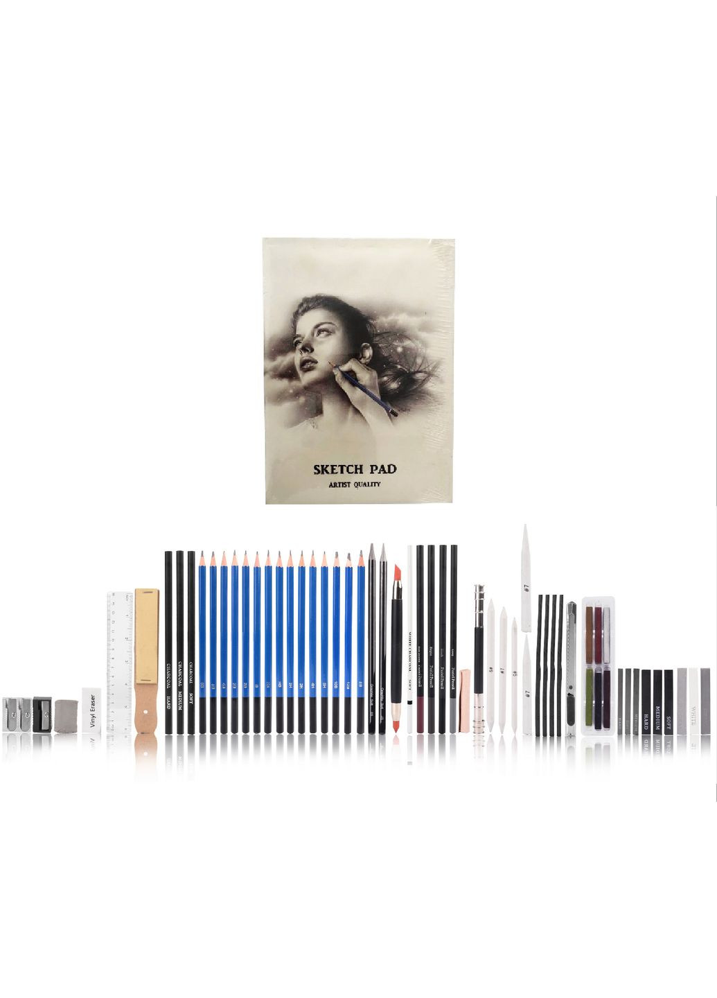 Художній набір для малювання та ескізів в нейлоновому пеналі (60 предметів) Yover (322504113)