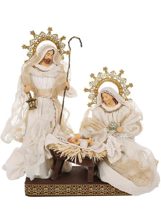 Різдвяна композиція Вертеп 38 см 3 фігури на підставці для прикраси будинку святкова прикраса BonaDi (368981221)