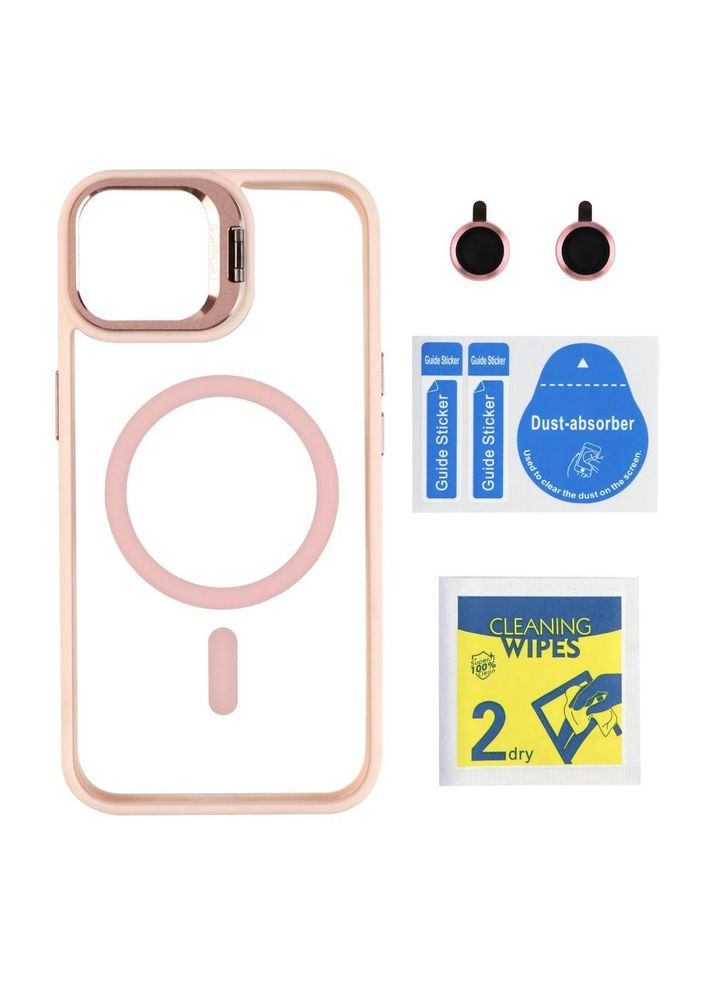 Чехол для iPhone 14 Pro, с подставкой, защитными линзами и Magsafe, пудра Foxconn (338831812)