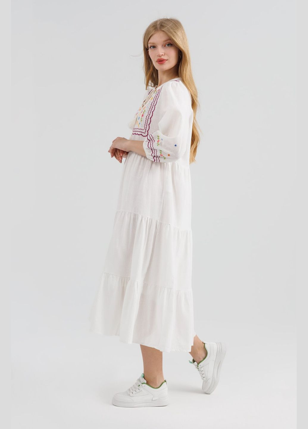 Белая платье вышиванка женское 23085 белый (2000990605719a) shop (2000990605719) Park Karon хлопок (315978143)