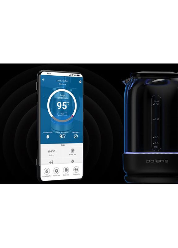 Електрочайник PWK 17107CGLD WIFI IQ Home Black Polaris (330120480)