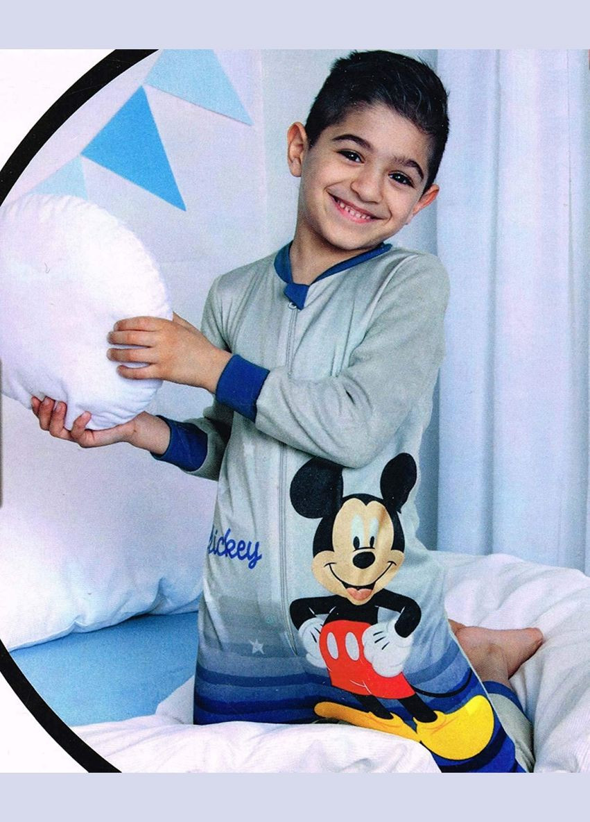 Серая всесезон комбинезон-слип флисовый утепленный для мальчика mickey mouse 297302 Disney