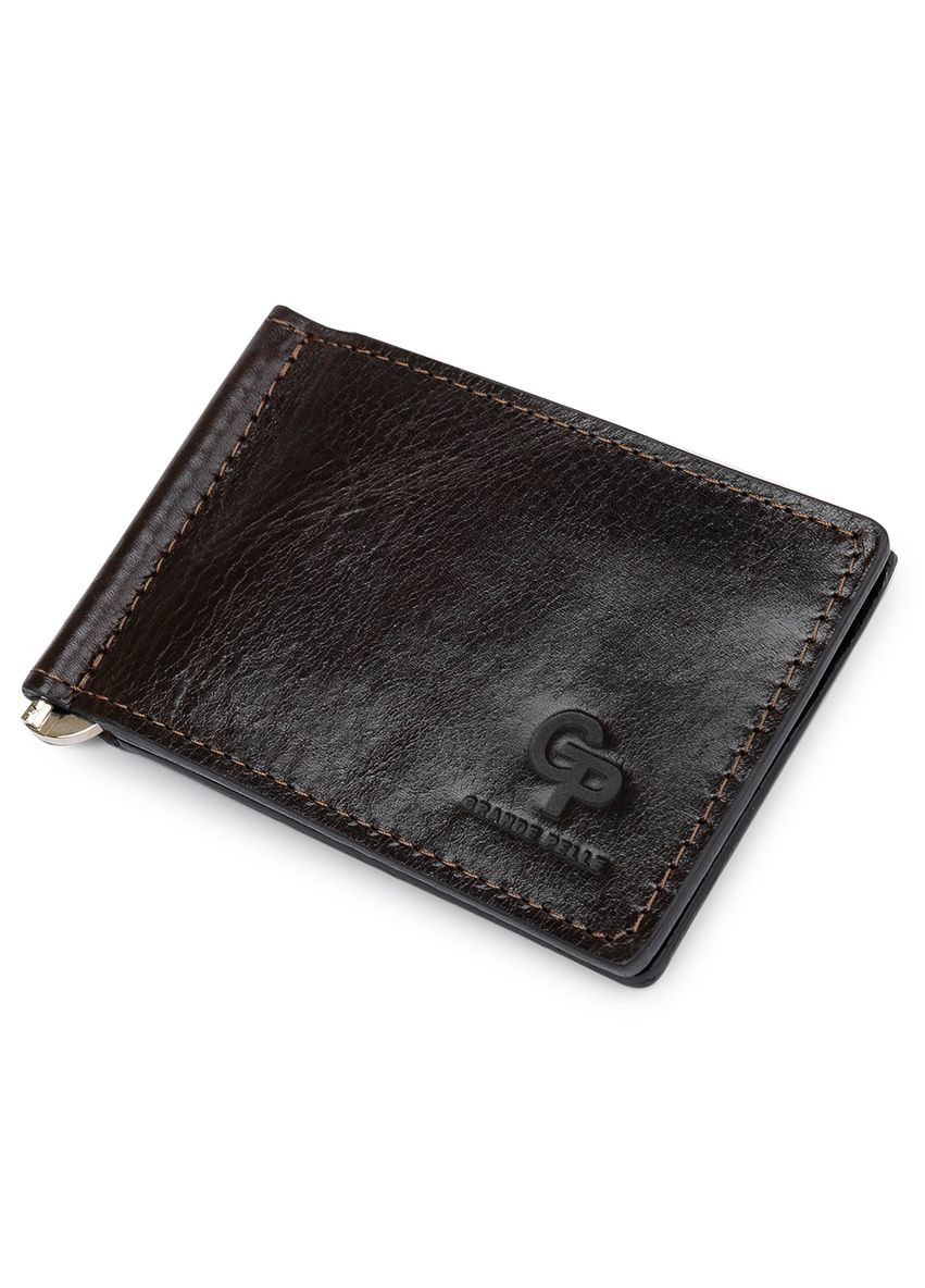 Мужской практичный зажим для денег темно-коричневый 11403 Grande Pelle (329198294)