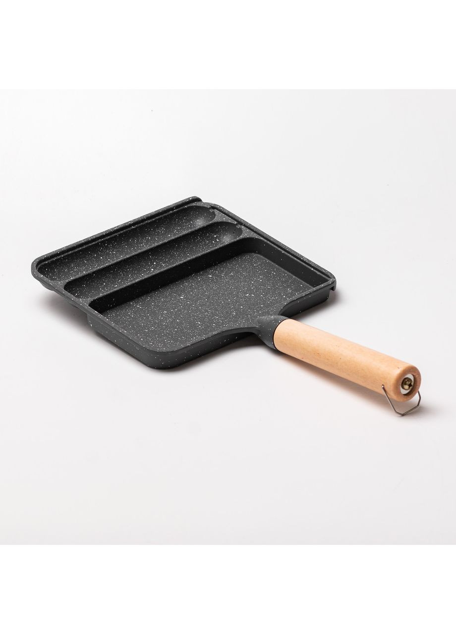 Сковорода прямокутна на 3 секції пательня з антипригарним покриттям для всіх плит сіра No Brand (367724367)