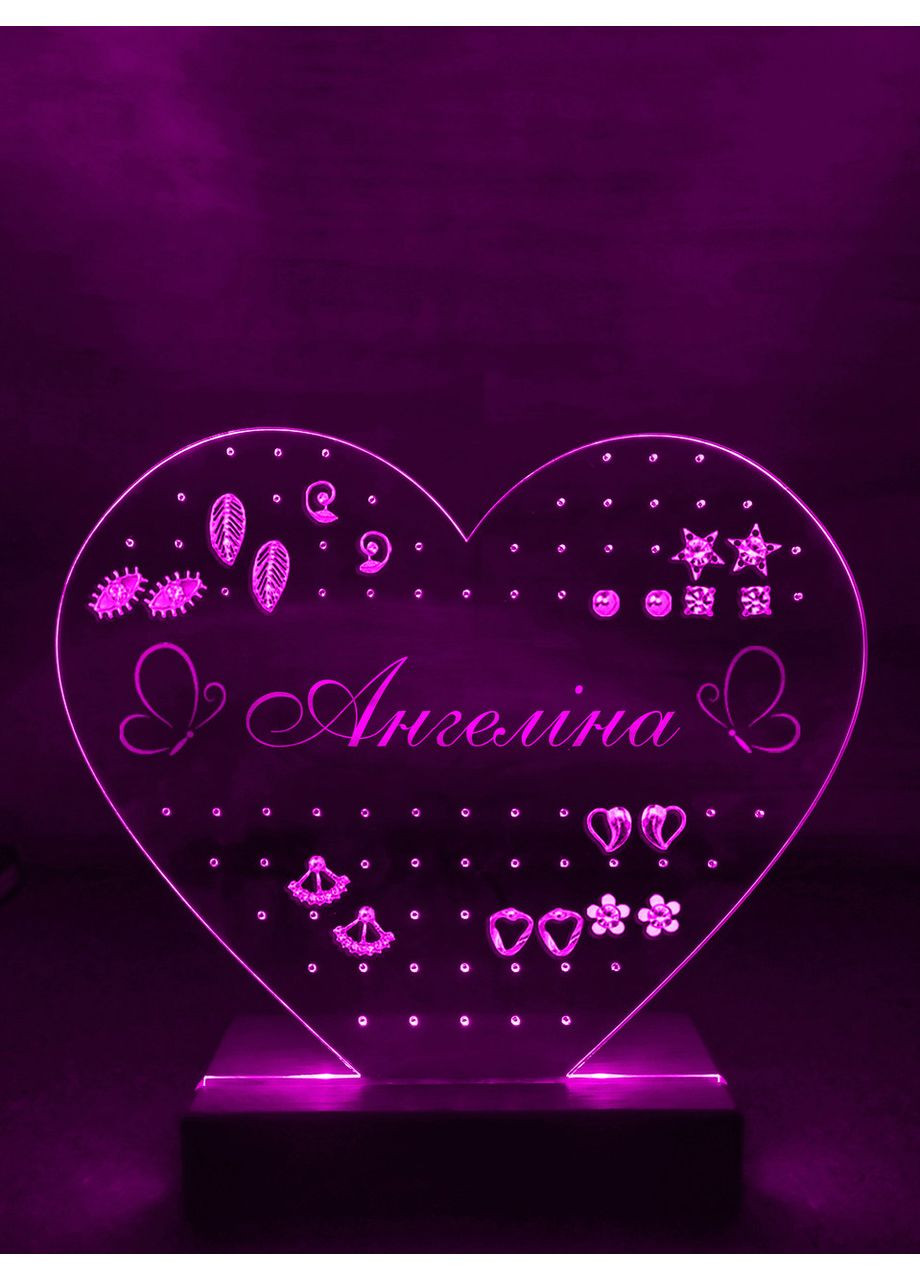 Органайзер с подсветкой для сережек Сердце. Ангелина (дизайн 33.1.7) Creative (355398389)