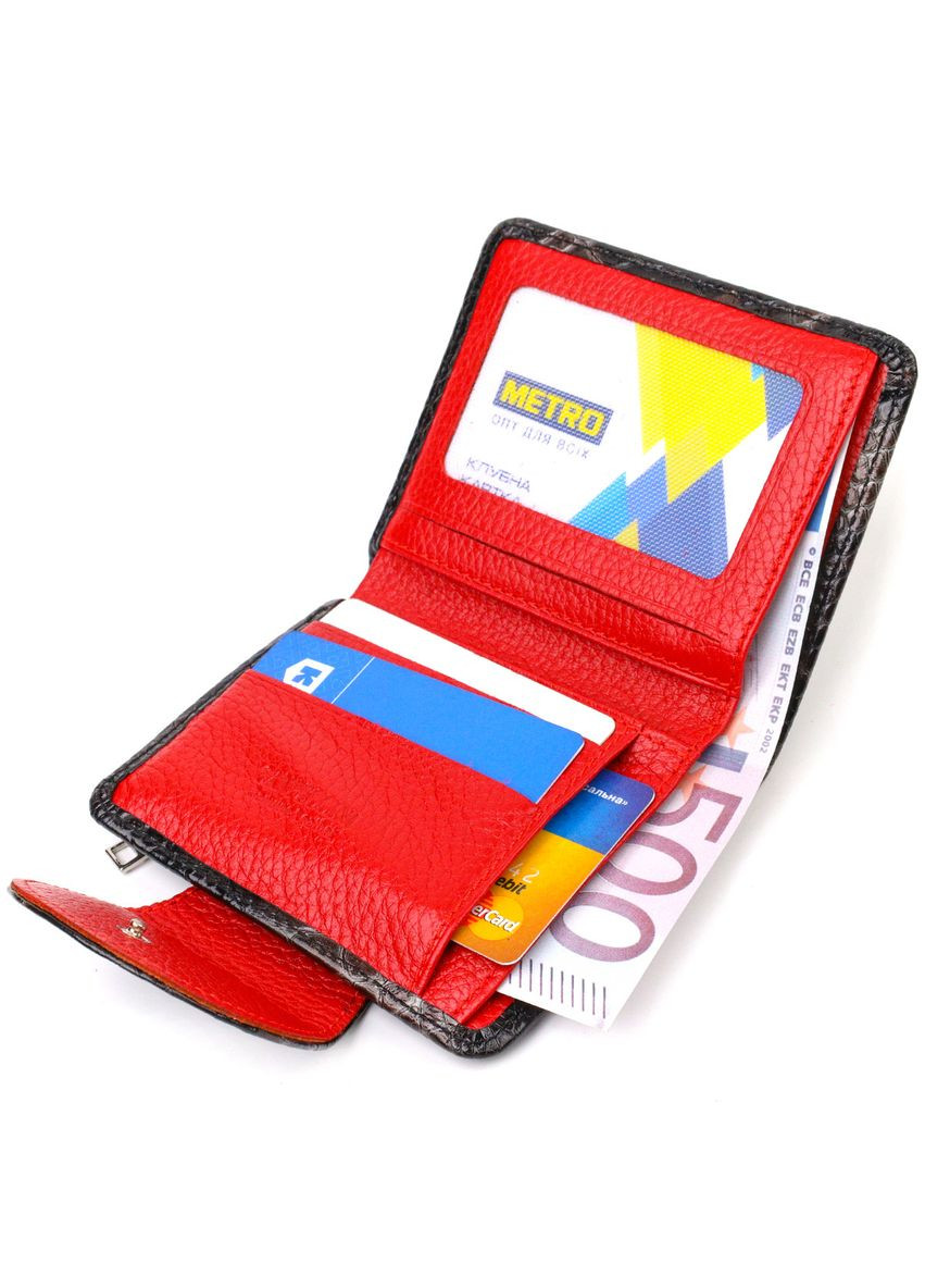 Фактурне жіноче портмоне середнього розміру з натуральної шкіри з тисненням під змію 21805 Різнокольорове Canpellini (329151344)