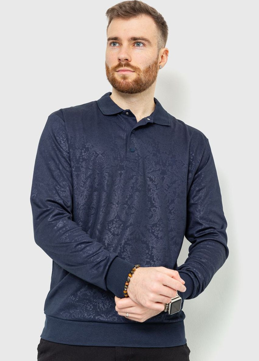 Темно-серая футболка-поло мужское с длинным рукавом, цвет грифельный, для мужчин Ager